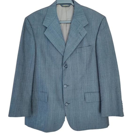 Tom James Men's 3 Button Single Breasted Blazer Sz 42 Gray Career Formal - Picture 1 of 12